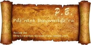 Péntek Bonaventúra névjegykártya